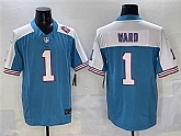 Men's Tennessee Titans #1 Cameron Ward Blue White 2025 Draft F.U.S.E. 1997 Throwback Patch Vapor Limited Stitched Jersey,baseball caps,new era cap wholesale,wholesale hats